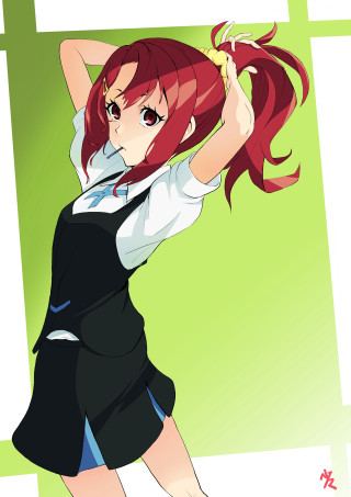 Redhair girl tennisracket greenbackground flowinghair - red hair free wallpaper