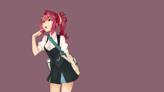 Pink haired girl green bag - purple free wallpaper for desktop