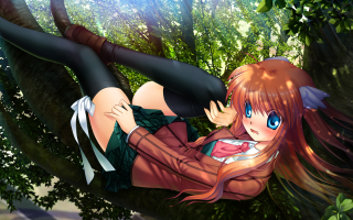 Woman tree forest blush blonde - sots art free wallpaper