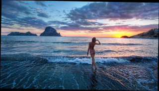 Woman beach sunset water rock - adobe lightroom free wallpaper