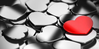 Red heart silver hearts red - a red heart free wallpaper
