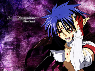 Anime blue hair demon face - his face free wallpaper