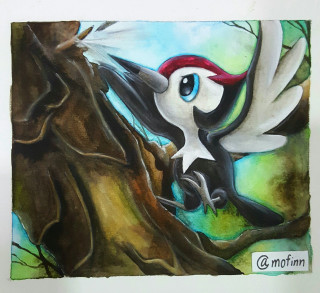Bird red hat tree branch - pokemon free wallpaper
