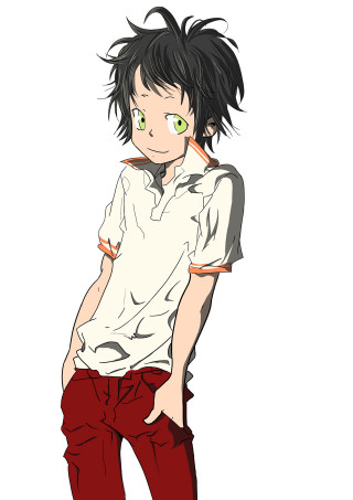 Black haired green eyed girl - a white shirt free wallpaper