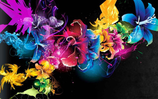 Colorful flower black background white 3 - vivid free wallpaper