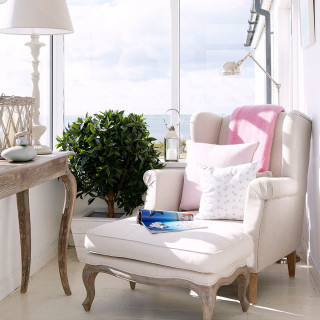 Chair ottoman window table lamp - pastel color palette free wallpaper