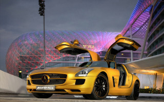 Yellow sports car open doors 2 - its door free wallpaper
