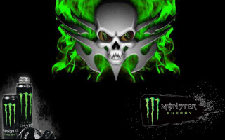Skull green flames black background - graphic design free wallpaper