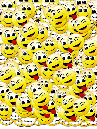 Yellow smiley faces group expressions - cheerful free wallpaper