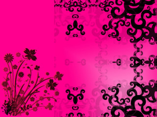 Pink black wall flower plant - a silk screen free wallpaper
