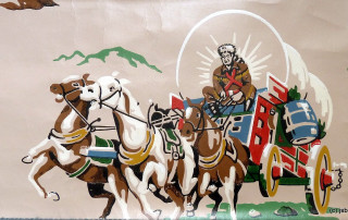 Man riding horse drawn carriage - a painting of a man riding free wallpaper