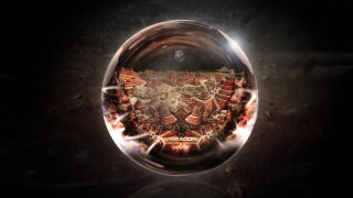City glass ball black background - the city free wallpaper