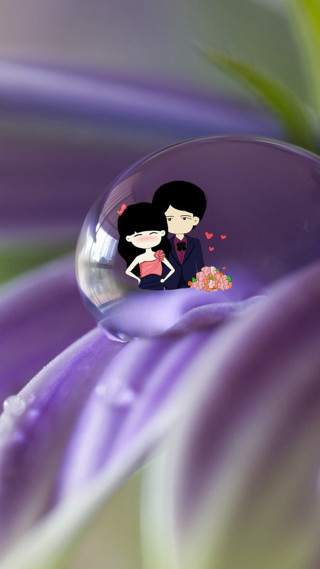 Couple bubble flower petals green - romantic free wallpaper