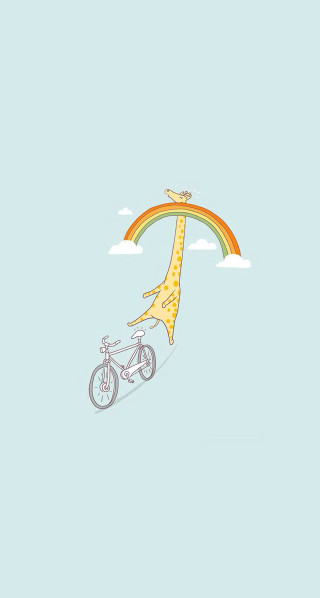 Giraffe bike rainbow bird flying - chris labrooy free wallpaper