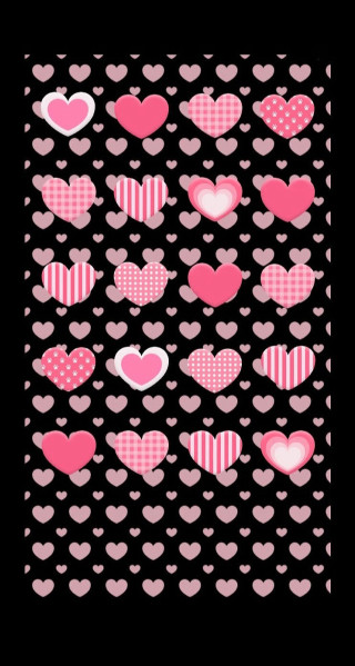 Black background pink red hearts - pink free wallpaper