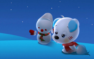Stuffed animals snow night stars 3 - ground free wallpaper