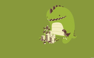 Green wall cartoon dinosaur blocks - a green wall free wallpaper