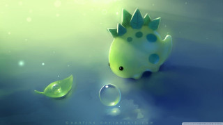 Green blue toy leaf water - macro art free wallpaper