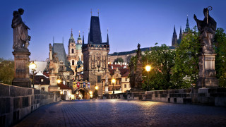 Bridge statue clocktower night lights - art free wallpaper