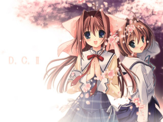 Anime girls tree pink flowers 6 - branch free wallpaper