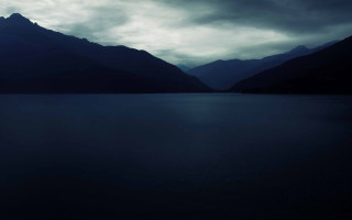 Dark mountain range cloudy sky - tonalism free wallpaper