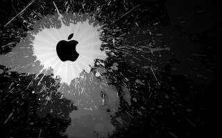 Apple logo black white paint - abstract expressionism free wallpaper