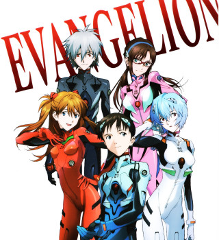 Anime characters group evangelon sign - poster art free wallpaper