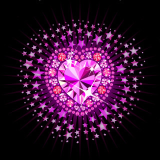 Heart shaped diamond stars black - holography free wallpaper