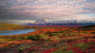 Mountain lake clouds view beautiful - a lake in the foreground free wallpaper