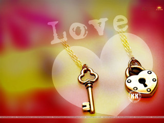 Keys heart necklace love lock - a key free wallpaper