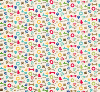 Dogs flowers pattern white background - naive free wallpaper