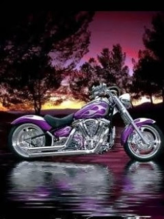 Purple motorcycle night parking lot - purple free wallpaper