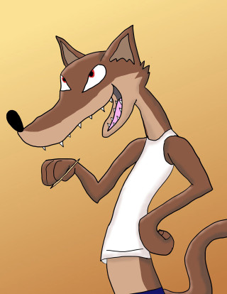 Cartoon wolf tennis racket ball - free sci-fi wallpaper