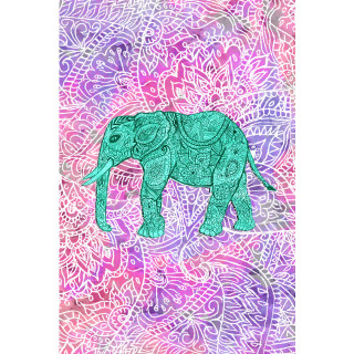 Elephant pink purple paisley blue - the right side free wallpaper