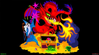 Dragon demon black background yellow - benjamin marra free wallpaper