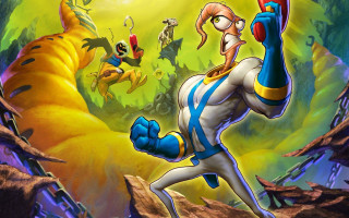 Cartoon character background yellow blue - a scene free wallpaper
