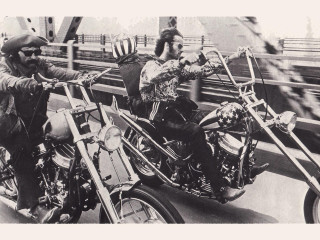 Man woman motorcycle bridge ride - a bridge in the background free wallpaper
