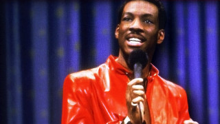 Man red jacket microphone curtained - a blue curtain free wallpaper