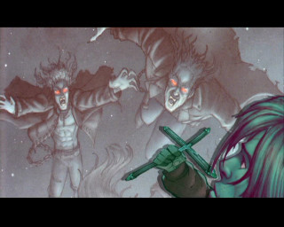 Demonic cartoon people guns demon - their hand and a demon free wallpaper