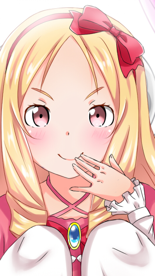 Cartoon girl blonde pink bow - her chest free wallpaper