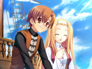 Anime couple balcony ship background - a balcony free wallpaper