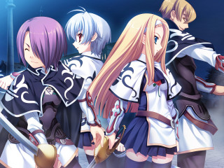 Anime girls group building clock 2 - sots art free wallpaper