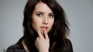 Woman long hair posing hand 7 - under her chin free wallpaper