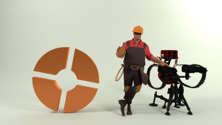 Man hardhat overalls camera orange - blender free wallpaper