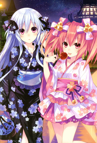 Anime girls costumes night sky - costume free wallpaper