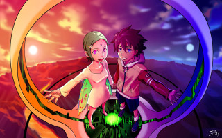 Couple mirrors sunset background standing - a sunset in the background free wallpaper