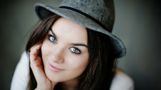 Woman hat white shirt gray 2 - barbizon school free wallpaper