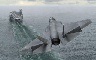 Jet flying ship ocean cloudy 2 - a cloudy day free wallpaper