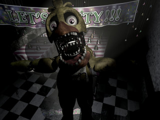 Creepy cartoon character checkered floor - chica macnab free wallpaper