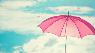 Pink umbrella hearts sky clouds - cloud behind free wallpaper